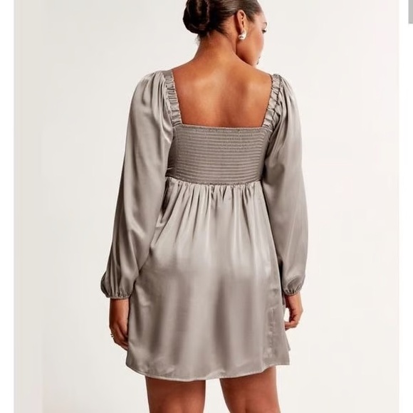 NWT Emerson Satin Long-sleeve Mini Dress in navy - Picture 4 of 10